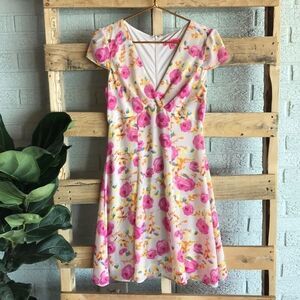 Betsey Johnson Pink Floral Short Sleeved Dress